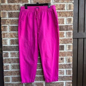 J. Crew pink Fuchsia Elastic Waist cropped Pants